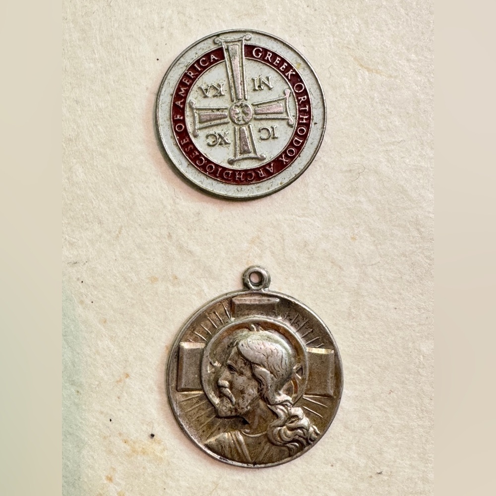 Vtg Sterling Silver Greek Religious Pendant
